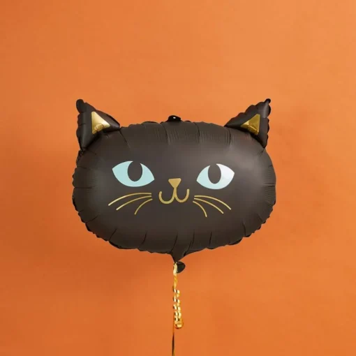 Halloween Folieballong Katt Svart og Gull