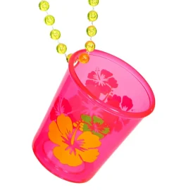 Halskjede med Shotglass Neonrosa