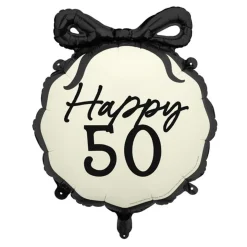 Happy 50 År Folieballong Svart og Hvit