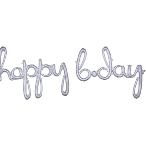 Happy B Day Folieballonger Sølv