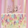 Happy Birthday Akryl Kaketopper Gullrosa