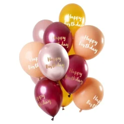 Happy Birthday Ballong Mix Rosa og Gull