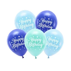 Happy Birthday Ballonger Blå