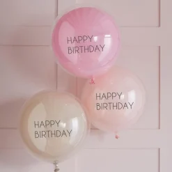 Happy Birthday Ballonger Dobbeltlags Lyserosa