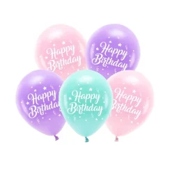 Happy Birthday Ballonger Lyserosa og Lilla
