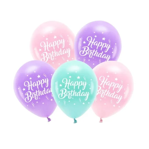 Happy Birthday Ballonger Lyserosa og Lilla