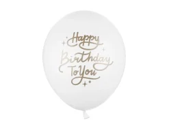 Happy Birthday Ballonger Pastell Hvit