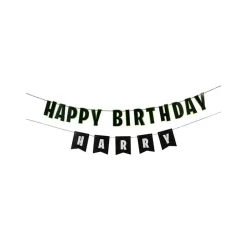 Happy Birthday Banner Grønn og Svart