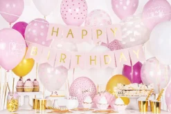 Happy Birthday Flaggbanner Lyserosa