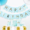 Happy Birthday Flaggbanner Lyseblå
