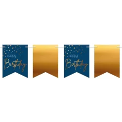 Happy Birthday Flaggbanner Marineblå