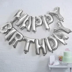 Happy Birthday Folieballonger Sølv