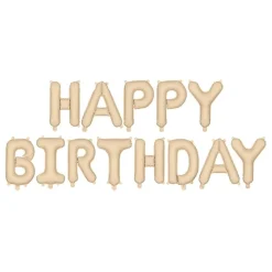 Happy Birthday Folieballonger Beige