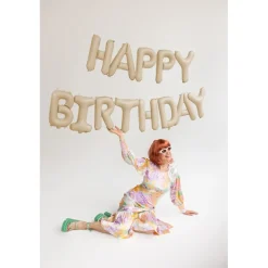 Happy Birthday Folieballonger Beige