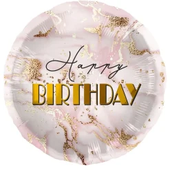 Happy Birthday Folieballong Lyserosa og Gull