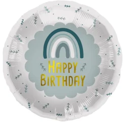 Happy Birthday Folieballong Regnbue Blå