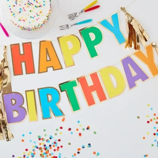 Happy Birthday Girlander Multifarget og Gull