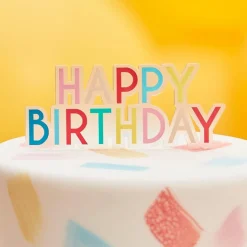 Happy Birthday Kakepynt Akryl Multifarget