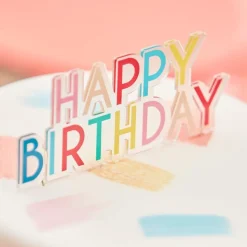 Happy Birthday Kakepynt Akryl Multifarget