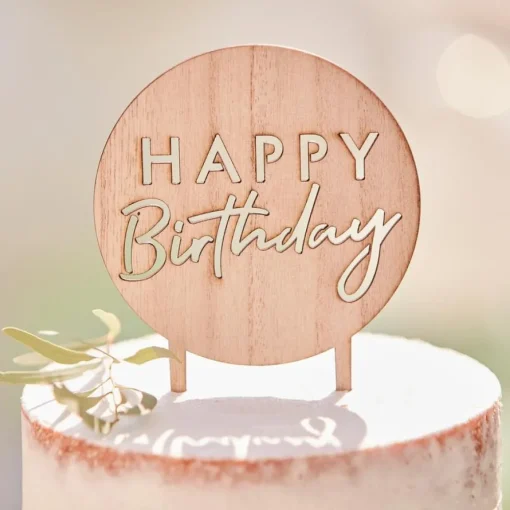 Happy Birthday Kakepynt Treverk
