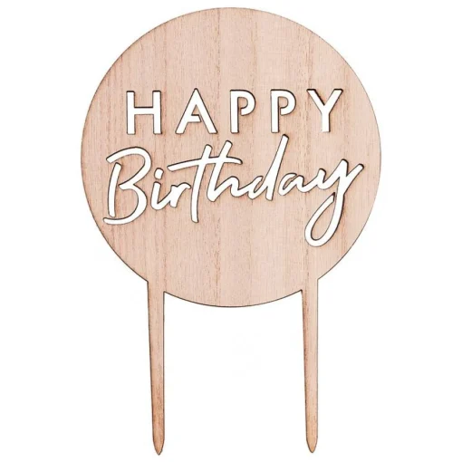 Happy Birthday Kakepynt Treverk