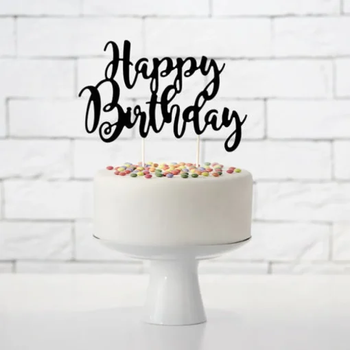 Happy Birthday Kaketopp Svart