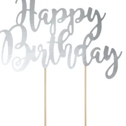 Happy Birthday Kaketopper Sølv