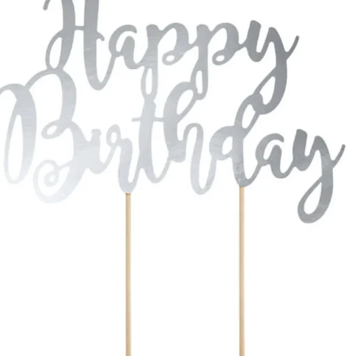Happy Birthday Kaketopper Sølv