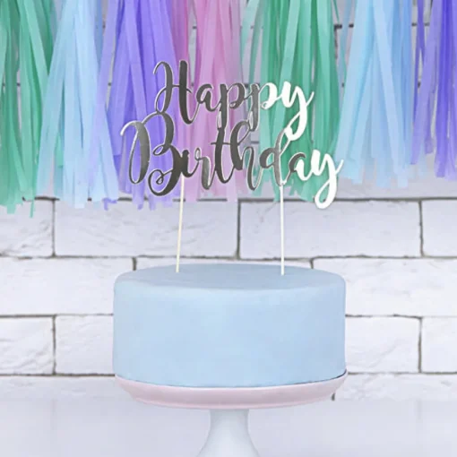 Happy Birthday Kaketopper Sølv