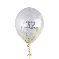 Happy Birthday Konfetti Ballonger Gull
