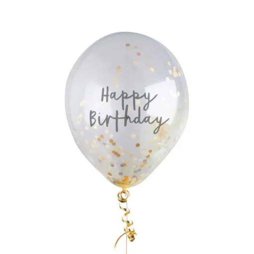 Happy Birthday Konfetti Ballonger Gull