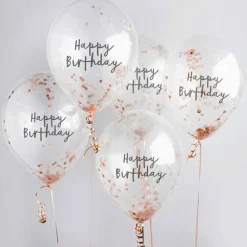 Happy Birthday Konfetti Ballonger Gullrosa