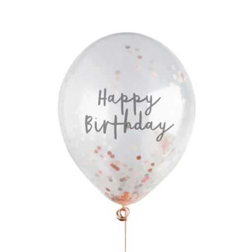 Happy Birthday Konfetti Ballonger Gullrosa