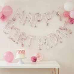 Happy Birthday Konfetti Ballonger Lyserosa