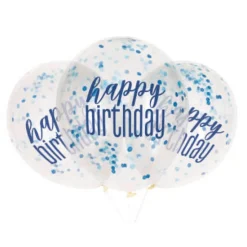 Happy Birthday Konfettiballonger Blå