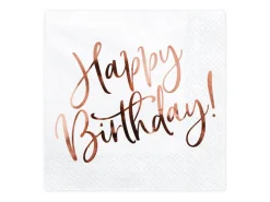 Happy Birthday Servietter Gullrosa