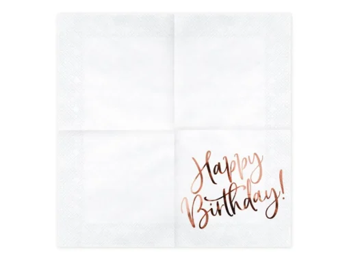 Happy Birthday Servietter Gullrosa