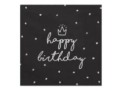 Happy Birthday Servietter Svart