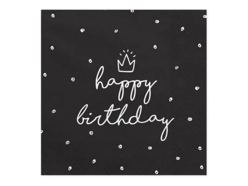 Happy Birthday Servietter Svart