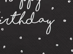 Happy Birthday Servietter Svart