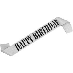 Happy Birthday Skråbånd Sølv