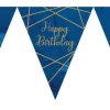 Happy Birthday Vimpelbanner Geode Marineblå og Gull