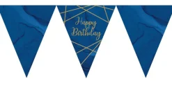 Happy Birthday Vimpelbanner Geode Marineblå og Gull