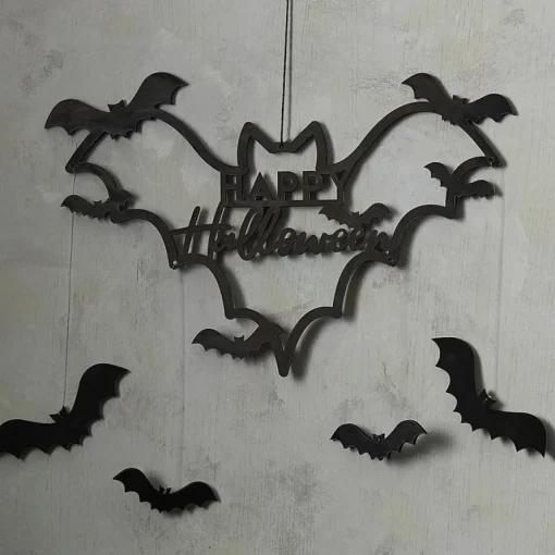 Happy Halloween Flaggermus Veggpynt