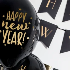 Happy New Year Ballonger Svart