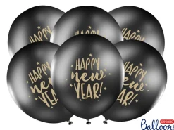 Happy New Year Ballonger Svart