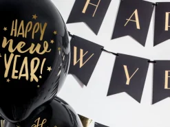 Happy New Year Ballonger Svart