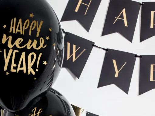 Happy New Year Ballonger Svart