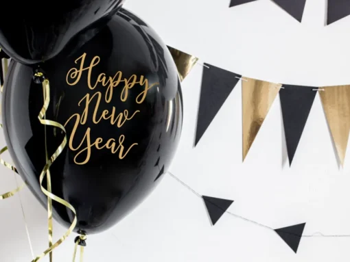 Happy New Year Ballonger Svart