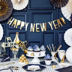 Happy New Year Bokstavgirlander Gull